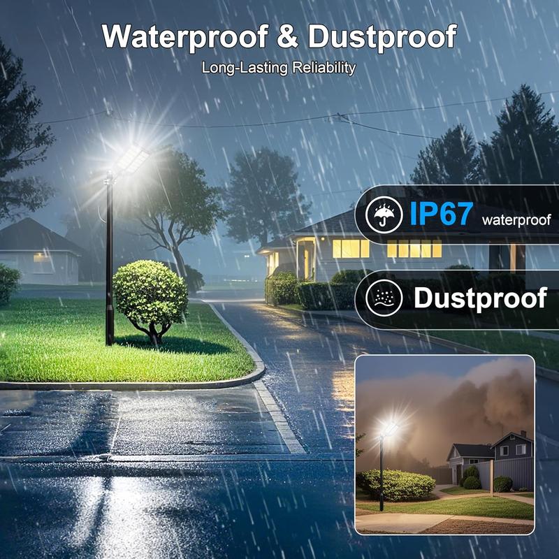 Outdoor Special 400W Solar Street Light 450000 Lumens Super Bright 3 Modes with Motion Sensor IP65 Waterproof Remote Control for Gardens Streets Yards Fall Porches Decor Suitable for Basketball Court