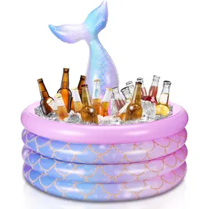 Mermaid Party Decorations Mermaid Tail Inflatable Cooler Blow up Drink Cooler Floating Ice Chest Tail Pool Drink Holder for Holiday Birthday Party Decorations Pink 14 x 29.5''