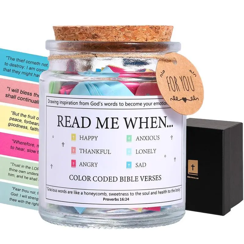 Bible Prayer Glass Jar - Single Jar Religious Home Decor, 90 Verses Daily Prayer Aid with Scripture Cards, Calms Thoughts, Conveys Strength & Hope, Thoughtful Gift for Female Friends