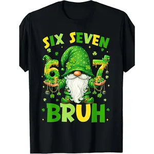 Kids' Dwarf 6-7 Bruh Shenanigans St. Patrick's Day Short Sleeve T-Shirt, Slight Cotton Soft Fabric, Round Neck, Casual Spring-Summer Design, Sizes 80-160, for Boys
