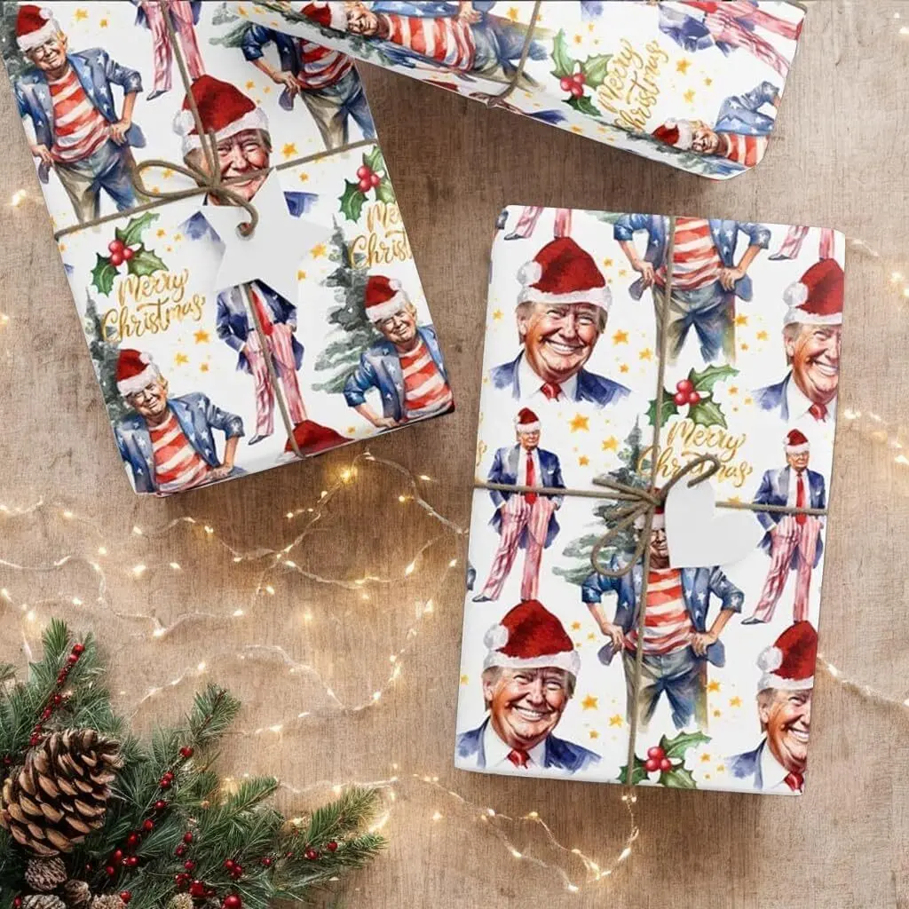 Trump Theme Christmas Gift Wrap 30x72
