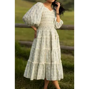 Roselyn Dress in Ivory Porcelain Fleur