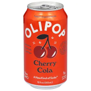 OLIPOP Cherry Cola Prebiotic Soda – Low Sugar Cherry Cola Drink (Pack of 12)