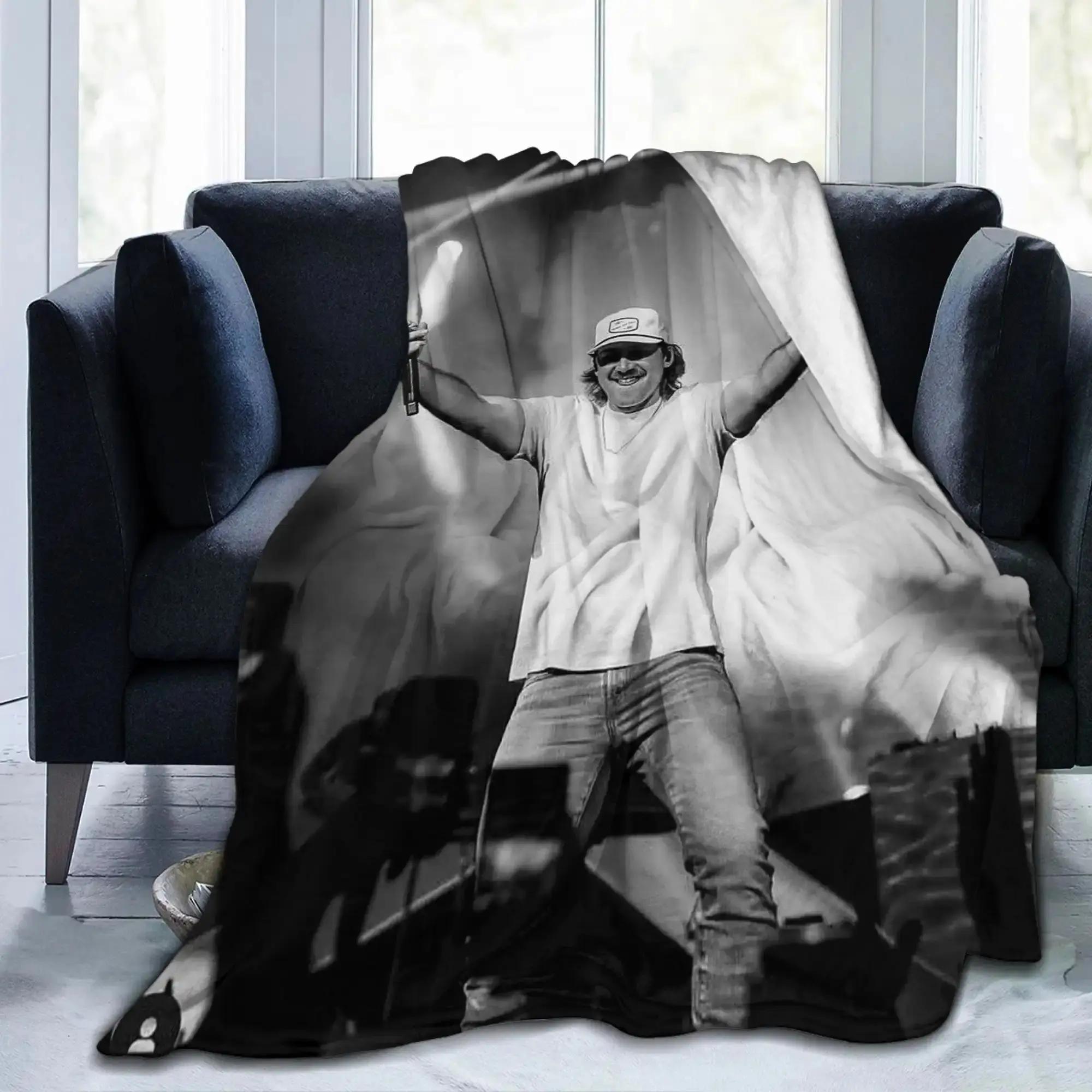 Morgan Cole Wallen Music Portrait Flannel Throw Blanket, Country Singer Art for Music Bedrooms and Rustic Lounges, Soft Sofa Accent for Concert Nights & Birthday Holiday Gift for Country Music Fans and Portrait Collectors