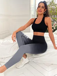 Women's High Waist Sports Leggings, Ombre Print Breathable Comfortable Skinny Yoga Leggings, High Stretch Seamless Gym Workout Leggings, High Waist Activewear