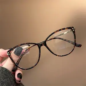 ROSE Series Cute Leopard Print Cat Eye Blue Light Glasses for Women Men Safety Blocking Computer Gaming Eyewear