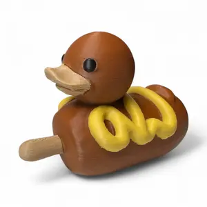 Corn Dog Duck – Funny Fair Food Duck with Toppings and Mustard Swirls | Gag Gift - Vehicle Dashboard