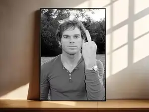 NEW!!Dexter Morgan Middle Finger Vintage Black and White Poster