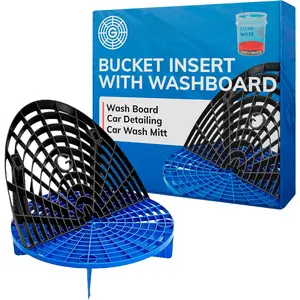 The   Bucket Insert with Washboard Combo | Removes Dirt from Wash Mitt for Detailing |  Wash Bucket Insert & Washboard | Black/Blue