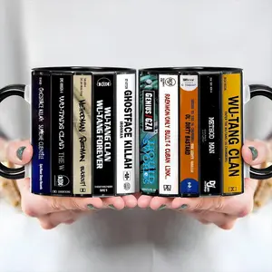 Wu-Tang Clan Albums Cassette Retro Accent Mug, Vintage 90s Hip Hop Tape Art Coffee Cup, Classic Rap Music Gift for Fans