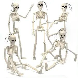 5 count  Skeleton Halloween Decorations, 16in Movable Joints Realistic Full  Poseable Plastic Skeleton for Yard Garden Patio Haunted House Halloween Party Decoration