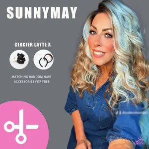 SUNNYMAY New Style Water Wave | Glacier Latte X | New Packaging 13x4 Lace Front Synthetic Fiber Wig Nordic Style Hairline No Gel Design Low Density 120% Lace Frontal Glueless Frontal Honey Blonde Ash Blonde Wig
