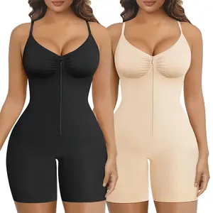 SHAPERX #Livestream 2 Piece Shapewear for Women Tummy Control Bodysuits Zip-Up Comfort Customizable Breathable Mesh DesignUltra Stretch Fabric