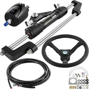 VEVOR 300HP Hydraulic Boat Steering Kit, Hydraulic Steering Helm Pump, Aluminum Alloy Steering Cylinder, 13.5 Steering Wheel with 10 Hydraulic Steering Hose for Boat Steering System