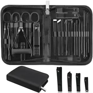 LMMAKE 26Pcs Manicure Set with Comedone Extractor,Professional Manicure Pedicure Kit in Travel Case,Stainless Steel Nail Care Tools Set with Blackhead Remover Tool,Nail & Skin Care Kit/Women Men Home Use