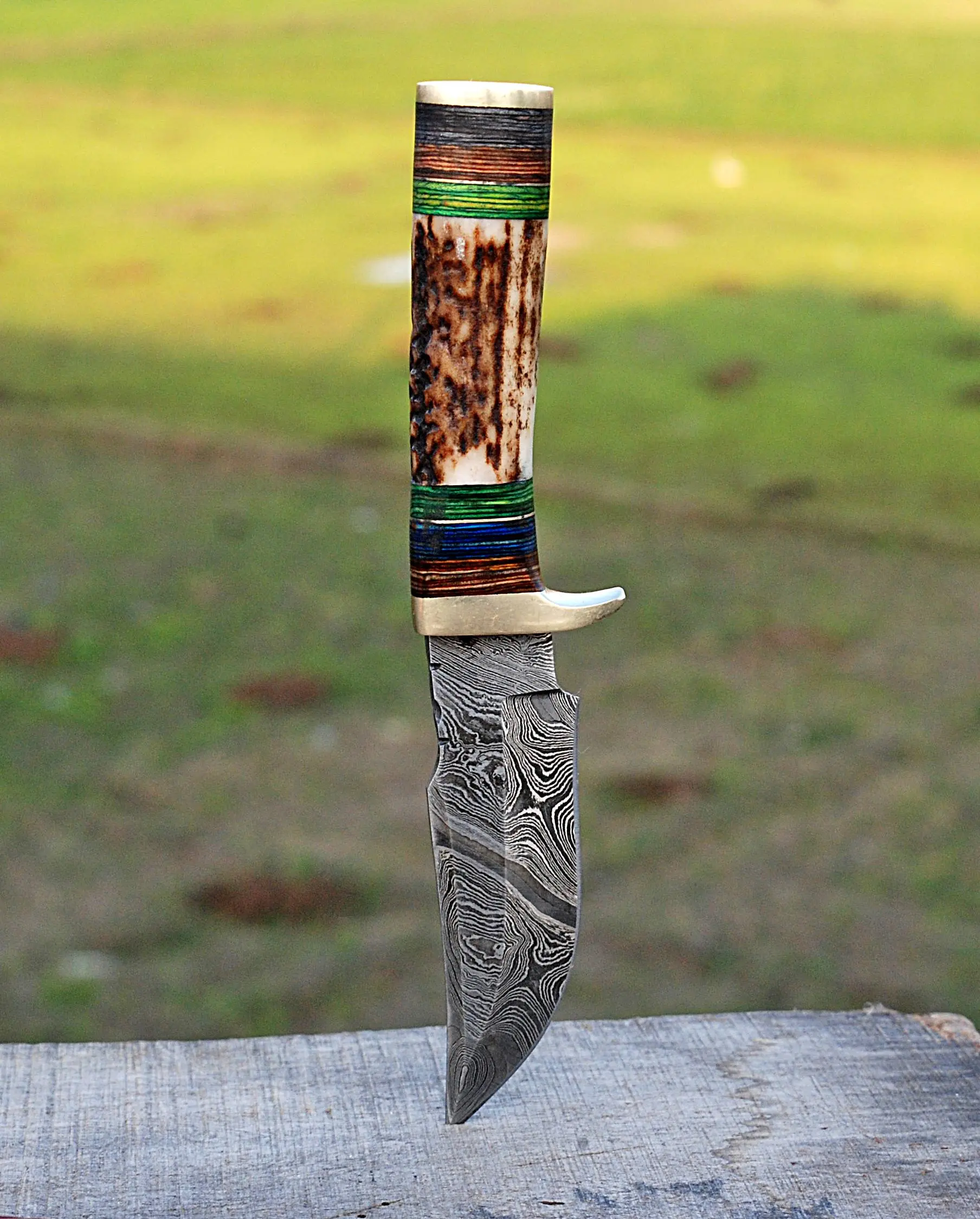 Custom Handcrafted Damascus Steel Fixed Blade Skinner Knife Outdoor Knife With Free leather Sheath