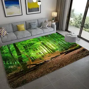 Green Forest Tree Hole Flannel Area Rug - Realistic Jungle Landscape Print Soft Mat for Living Room, Non-Slip Nature Home Decor#ForestRug #TreeHoleMat #JungleLandscapeDecor #RealisticCarpet #NonSlipFlannelRug