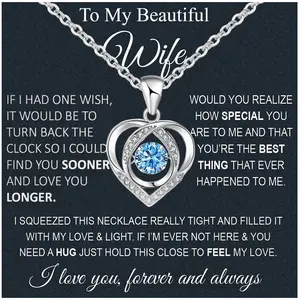 Wife Necklace From Husband To My Wife Necklace Soulmate Necklace For Women Future Wife Jewelry Birthday Gifts For Girlfriend  Message Card and LED Box