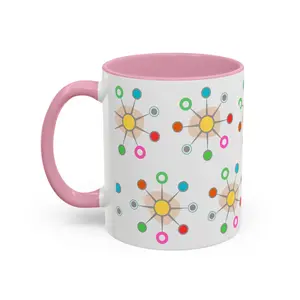 Retro Atomic Pattern Mug | Colorful Mid Century Modern Ceramic