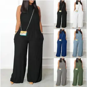 2024 European and American Spring/Summer Sleeveless Wide-Leg Jumpsuit for Women – Fashionable, Casual Loose-Fit Style