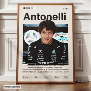 Kimi Antonelli Poster, Antonelli Mercedes, Framed Mercedes F1 Print, Motorsport Grand Prix Decor, Car Racing Artwork, Antonelli Mercedes, F1