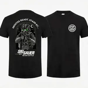 Sig Sauer Shooter Ready Stand By T-shirt, Unisex Short Sleeve Casual 100% Cotton, Sig Sauer Fan Gift Suitable for all seasons - classic styles, fun graphic tee shirts, base layers, casual streetwear, suitable for both men and women.