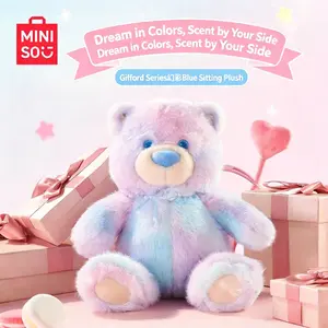 【Mother’s Day Gift】 MINISO Gifu Family Series Iridescent Blue Seated Teddy Bear – Cute Teddy Bear Figurine, Birthday Gift for Friends