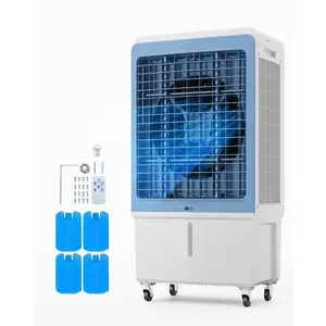 fathersdaygift VEVOR Evaporative Air Cooler, 4129 CFM with 12.7 Gallon Water Tank Swamp Cooler, Portable Cooling Fan with Remote Control, 12H Timer, 4 Ice Boxes, Quiet Operation, 3 Wind Speeds for Outdoor Indoor Use