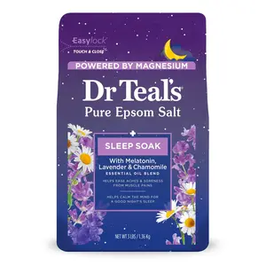 Dr Teal's Epsom Salt Magnesium Soak Sleep Blend with Melatonin Lavender & Chamomile 3 Lbs PDC Brands for Relaxation & Skin Repair Cleansing
