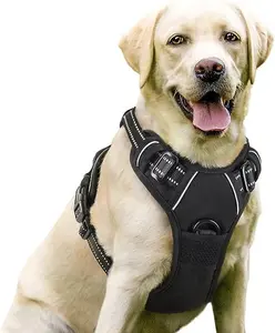 Dog Harness, No-Pull Pet Harness with 2 Leash Clips, Adjustable Soft Padded Dog Vest, Reflective No-Choke Pet Oxford Vest with Easy Control Handle for Large Dogs,