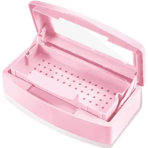 Plastic Sterilizing Tray Sterilization Box Nail Art Tool Sterilizer Tray Sterilizer Tray Box for Nail Art Salon (Pink)