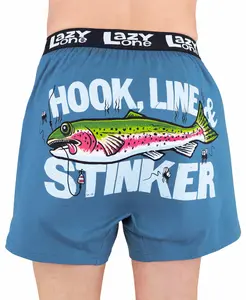 LazyOne | Hook, Line, and Stinker Men's Funny Boxer - Funny Finshing Boxers, Novelty Boxer Shorts, Gag Gifts for Men, Humorous Underwear for Men Cotton Fabric