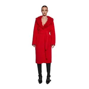 Winter Hearts Faux Fur Coat - Red