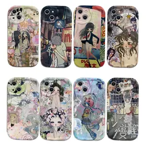 Aya Takano 3D Wave Phone Cases For iPhone 17 16 15 14 13 12 11 Promax Pro Air Plus Transparent Shockproof Protective Cover Protection