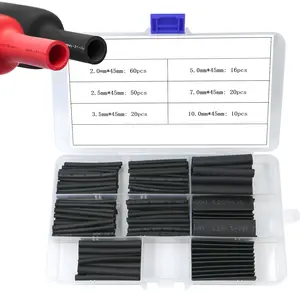 176-Piece 2:1 Heat Shrink Tubing Kit Black 6 Sizes Assorted Cable Sleeves Electrical Heat Shrink Tube for Cable Protection Heat Resistant Waterproof & Insulated