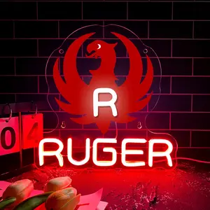 Ruger Neon Light UV Printed Neon Light for Wall Decoration, Gunner LED Neon Light, LED Neon lights for Decorating Shops, Men's-only Spaces, Gyms, Bedrooms, Bars, and Game Rooms, Neon Sign