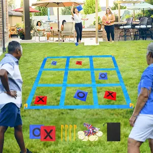Outdoor Giant Tic Tac Toe Bean Bag Toss Games for Kids Adults Family, Large Outside Lawn Yard Backyard Carnival Field Day Game, Beach Picnic Camping Birthday Party Family Reunion Games