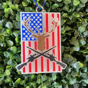 American Flag With Deer Scented Car Freshie