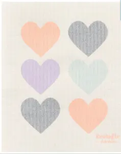Swedish Dish Cloth - Pastel Hearts
