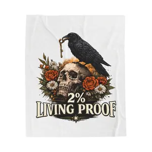 2% Living Proof Skull Raven Velveteen Plush Blanket