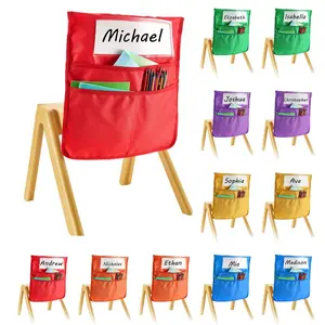 VEVOR Chair Pockets for Classroom, 12 Pack, 17x 19 Inches Chairback Buddy Pocket with Name Tag, 6 Bright Colors, Back of Chair Organizer for Kids in Classroom, Kindergarten, School, and Home