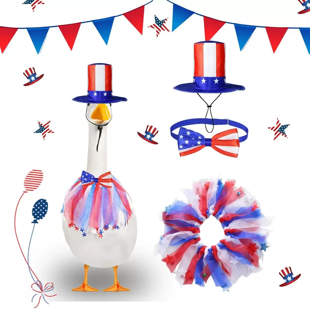 Independence Day Porch Goose Costume Set, 23-Inch Goose Holiday Decoration Kit, Festive Outdoor Decorations for Celebrations, Party Decor, Party Decoration Supplies
