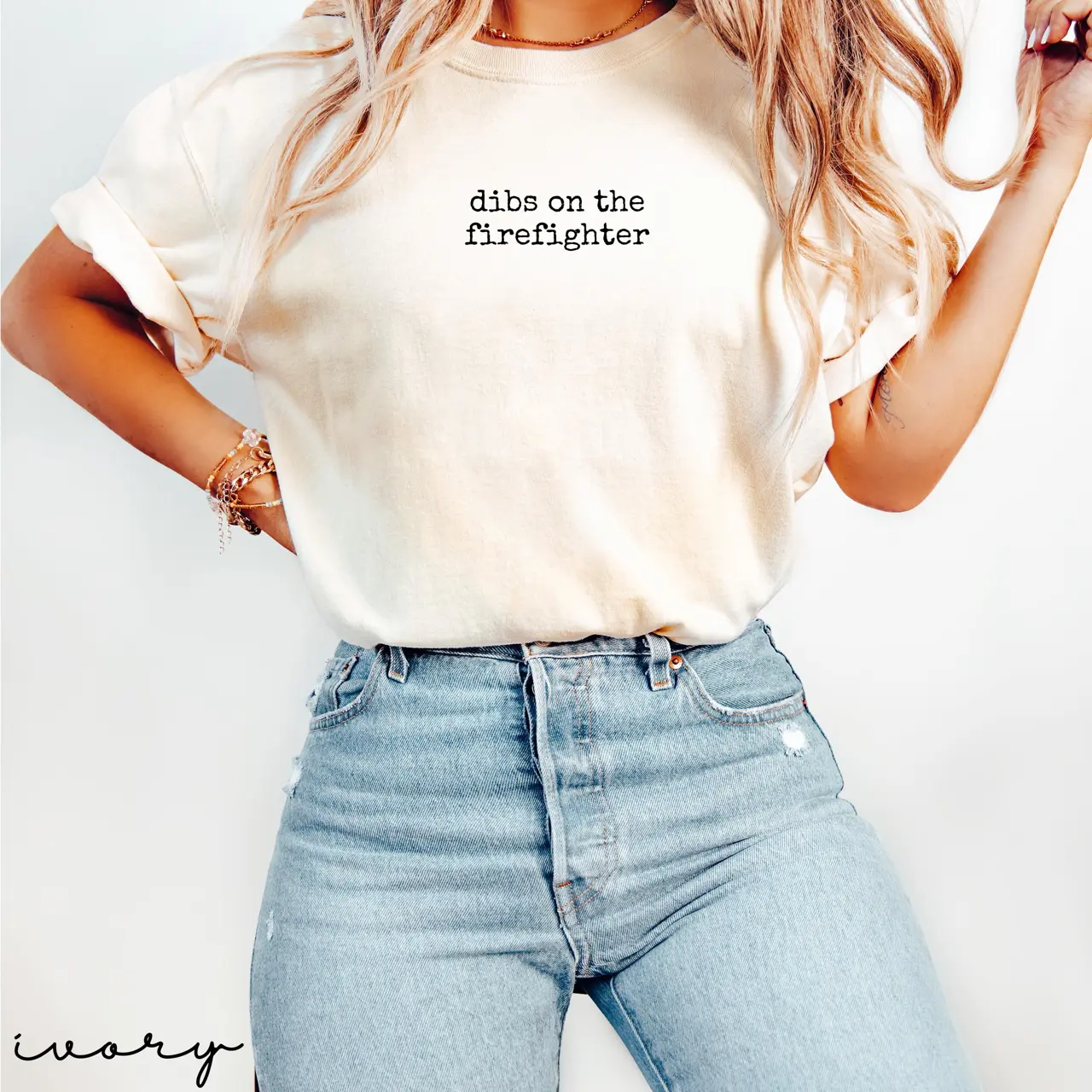 Dibs On The Firefighter Comfort Colors T-Shirt, Funny Firefighter Wife Shirt, Fireman Girlfriend Tee, Firefighter Lover Graphic T-Shirt, Cute Firefighter Family Gift, Firehouse Romance Tee