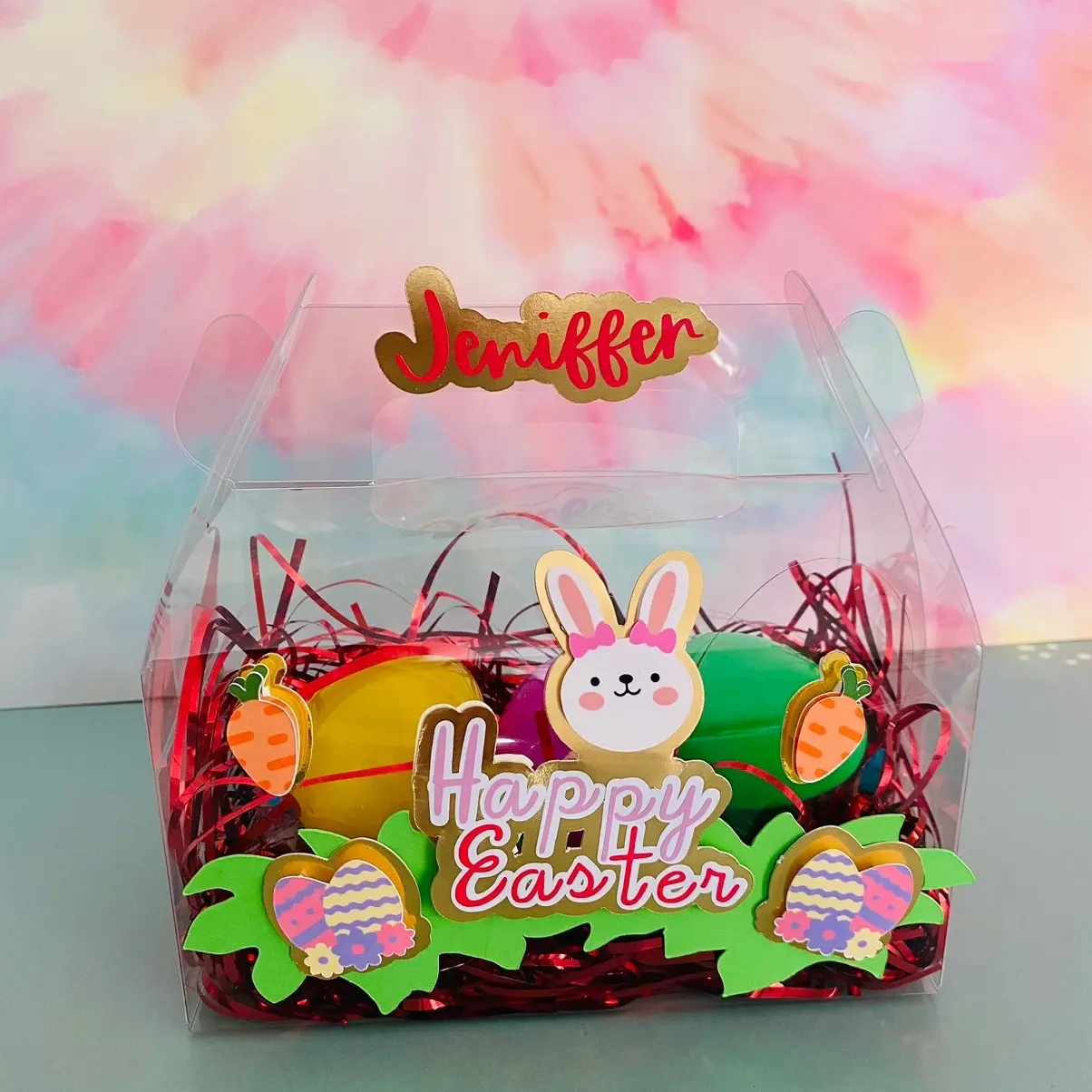 Easter gift favor box - Bunny box - Personalized easter favor- Easter basket - Easter eggs box