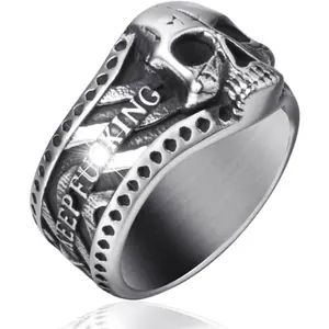 Ring Stainless Steel Gothic Skull Rings for Men Boy Band  Skeleton  Party Biker Ring Size 8-13