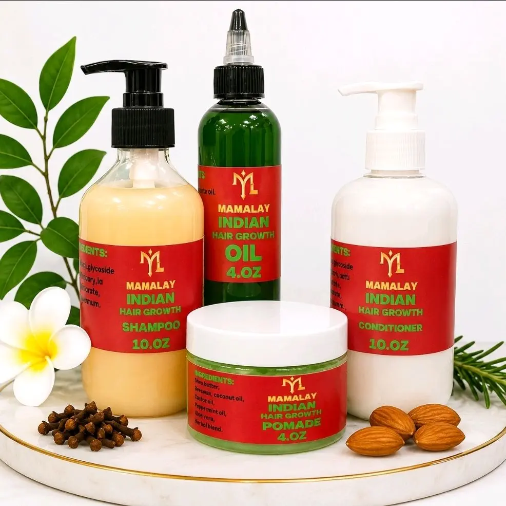 Mamalay indian hair growth products sets 4. Shampoo and conditioner, indian hair Growth pomade and indian hair growth oil
