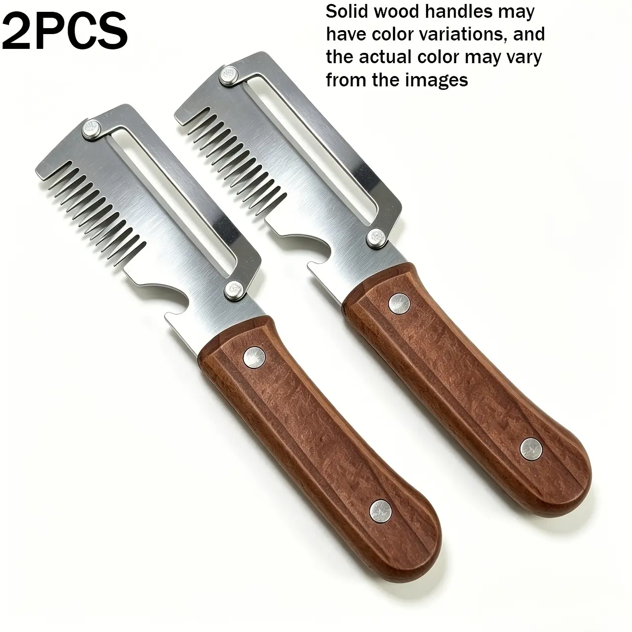 2pcs Multi Functional Peeler, Kitchen Specific Solid Wood Handle Peeler, Household Onion And Cutter, 2-In-1 Fruit And Vegetable Peeler
