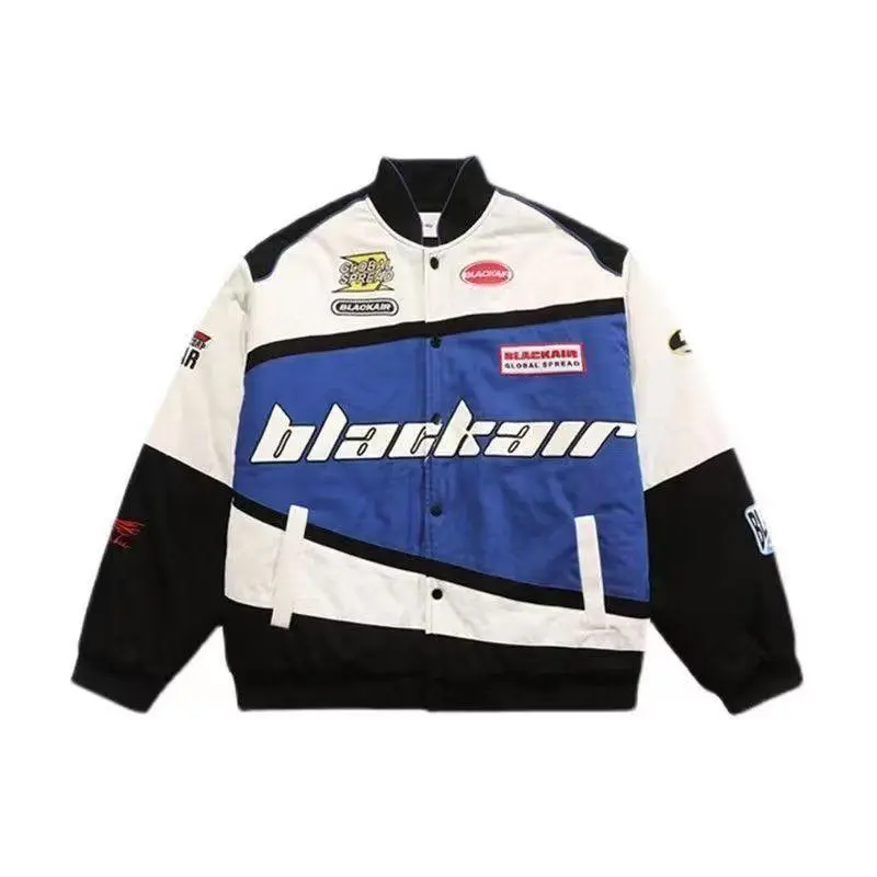 Vintage Racing Jacket – Unisex Streetwear Motorcycle Bomber Coat, INS Trendy Baseball Jacket for Fall & Winter Halloween costume Menswear Tops Casual Long Sleeve