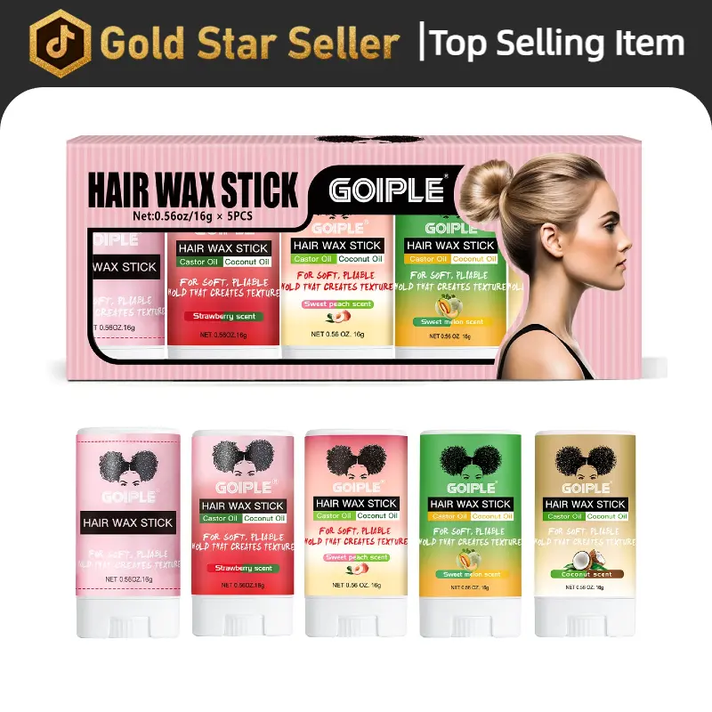 Hair Wax Stick Gift Set – 16g Floral, Strawberry, Peach, Melon & Coconut Scents, Strong Hold, Smooths Flyaways, Travel Size Hair Styling Wax for Women & Men,valentine's day gifts for her/him