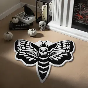 Halloween Skeleton Door Mat, Abstract Skull Home Decorative Rug, Soft Carpet for Bedroom Living Room, Gothic Decoration, Holiday Gift